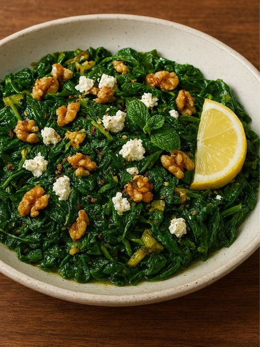 Thanksgiving Side Dish: Herbed Spinach with Walnuts & Lemon - Happy Leaf