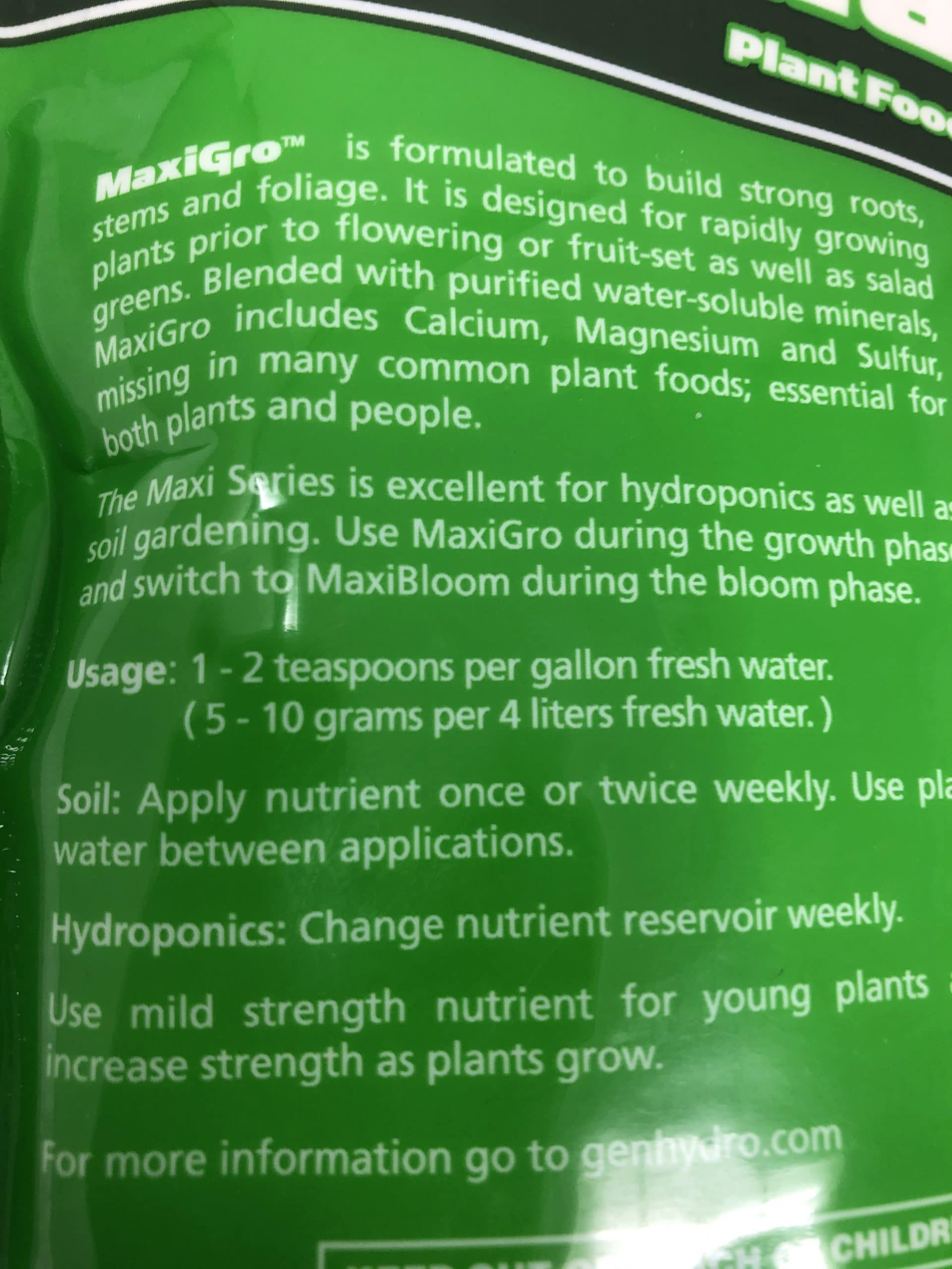 MaxiGro Nutrients by General Hydroponics – Happy Leaf
