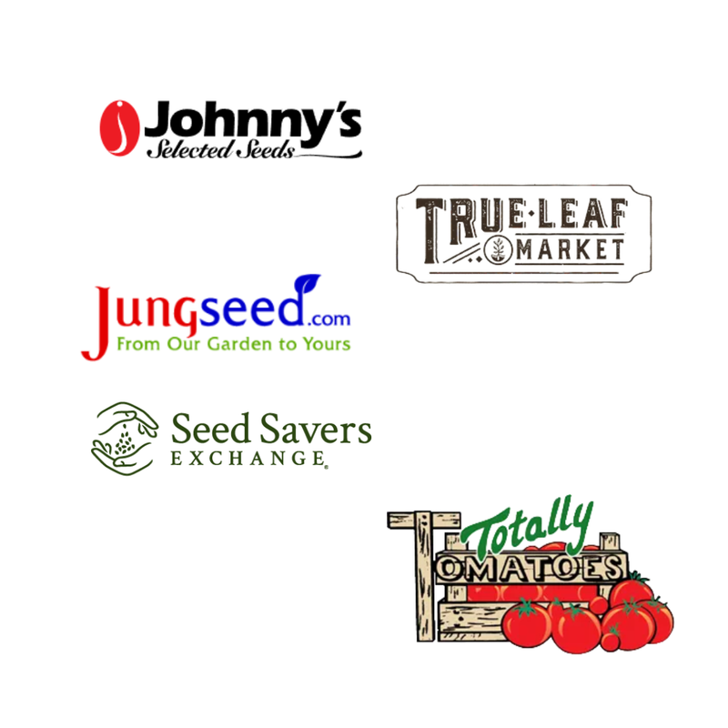 Logos of various seed-related companies on a white background